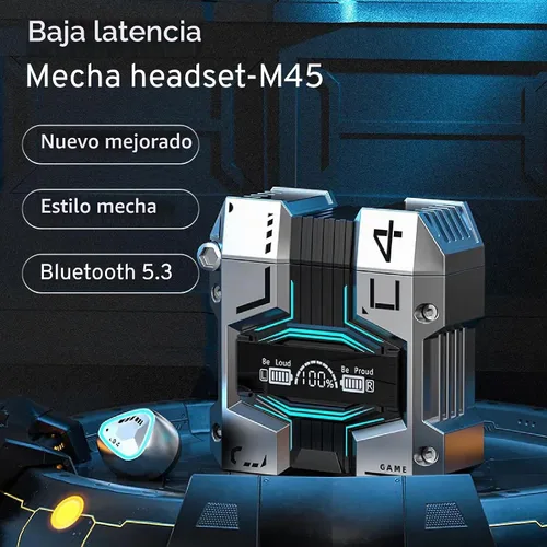Vista 7 de Auriculares inalámbricos M45 con ENC, Bluetooth 5.3, IPX7 impermeables, batería de 120 horas de duración con micrófono integrado, compatibles