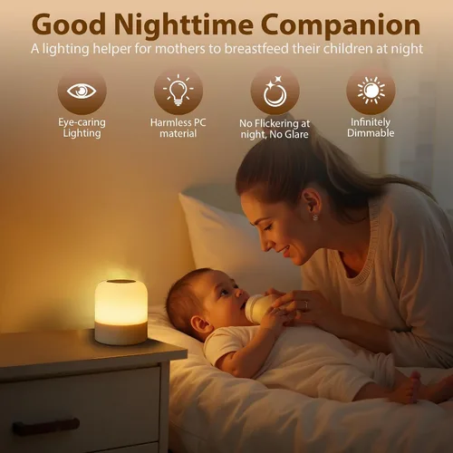 Vista 5 de Luz nocturna portátil para bebé, luz de huevo de 3 colores para guardería, luz nocturna recargable para niños, pequeña lámpara inalámbrica de mesa