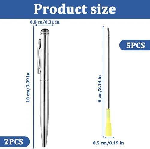 Vista 2 de Qianyu Paquete de 7 mini bolígrafos pequeños con 5 recambios de 4 pulgadas, bolígrafos de bolsillo giratorios de 4 pulgadas, cartera corta de metal
