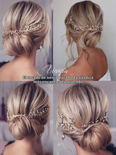 Vista 3 de Unicra Diadema de cristal con diamantes de imitación para novia y niñas, 17.7 pulgadas (plateado)