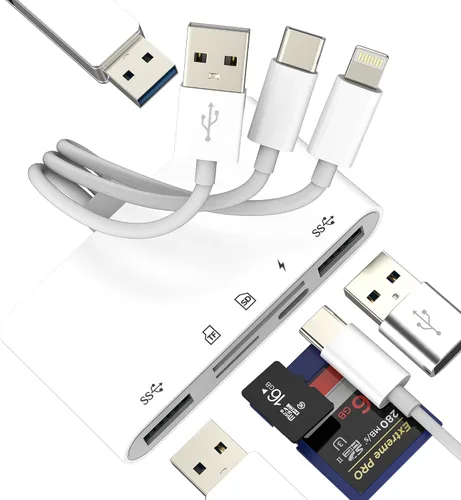 Vista 11 de Cámara Micro SD TF lector de tarjetas de memoria Lightning macho a USB3.0 hembra adaptador OTG Cable para Apple iPhone 11 12 mini max pro xs xr x
