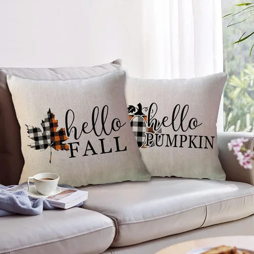 Vista 4 de ULOVE LOVE YOURSELF Hello Fall - Juego de 2 fundas de almohada decorativas de 18 x 18 pulgadas para sofá, sofá, sofá, porche