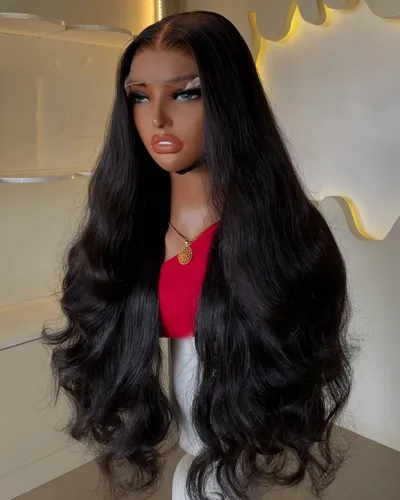 Vista 6 de BEEOS - Peluca frontal encaje HD 13x6 ondas corporales densidad 180% cabello humano nudos decolorados 18 pulgadas