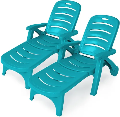 Vista 12 de Tangkula Tumbona para exteriores, silla reclinable ajustable de 5 posiciones con ruedas integradas, resistente a la intemperie, plegable, para Gris