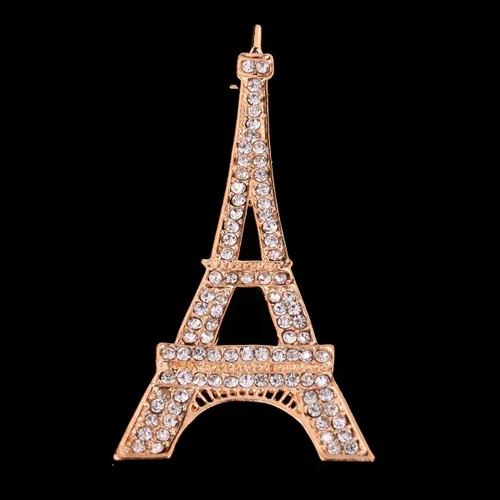 Vista 2 de YAZILIND Joyería Regalo de Navidad Rosa Glaring Torre Eiffel Broches y alfileres Vintage, Cristal