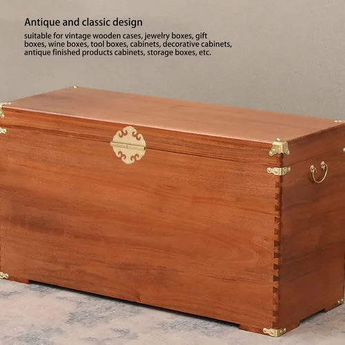 Vista 5 de Paquete de 2 bisagras decorativas antiguas con diseño chino de latón antiguo para muebles, gabinete, cajón, puerta, caja de joyería, caja de regalo