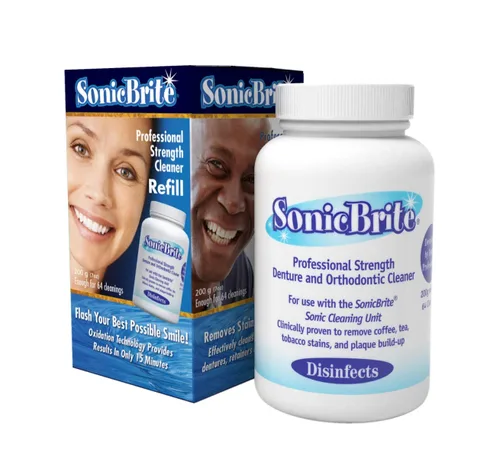 Vista 6 de Polvo de limpieza dental de alta intensidad: refresca tus dentaduras, retenedores, protectores nocturnos y alineadores, fórmula potente que elimina