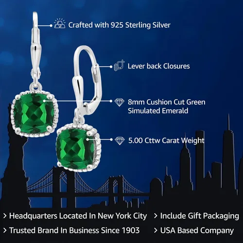 Vista 94 de Gem Stone King Aretes colgantes de plata de ley 925 de 0.315 pulgadas para mujer