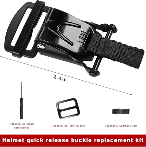 Vista 2 de Kit de hebilla de liberación rápida para casco, hebilla de trinquete para casco de motocicleta para correa de barbilla de hasta 1 pulgada, kit