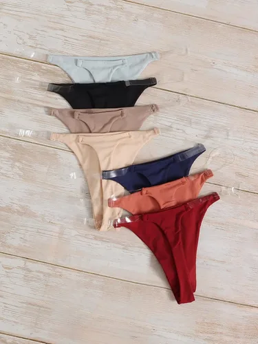 Vista 2 de GORGLITTER Tangas de cuerda transparentes para mujer, espalda en T, tiro bajo, paquete múltiple de bragas