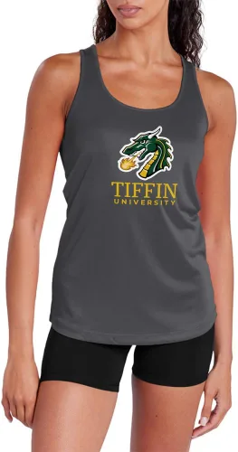 Vista 311 de Camiseta deportiva sin mangas oficial de NCAA Collegiate para mujer, con espalda cruzada, colección con logotipo primario