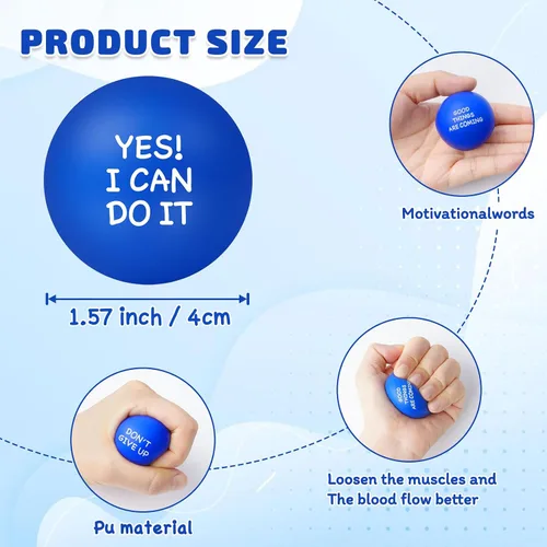 Vista 2 de SHQDD 12 bolas antiestrés, bolas antiestrés para adultos, juguetes de esponja suave para apretar con citas inspiradoras, regalos para aliviar