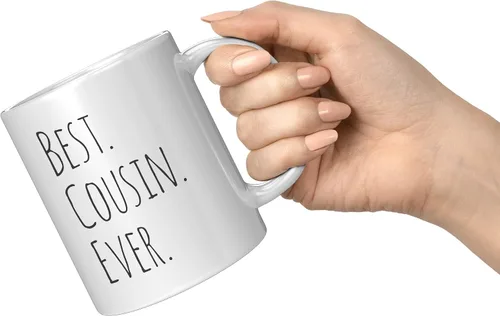 Vista 8 de Panvola Taza de café con texto en inglés "Best Cousin Ever", regalos para mujeres y hombres de la tía, tío, familia, reunión, vasos de cerámica, 11