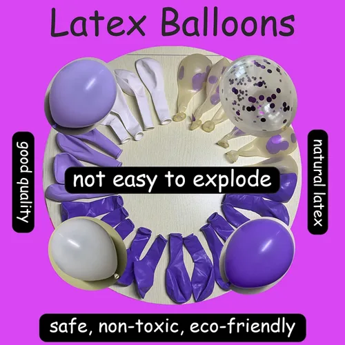 Vista 7 de Decoraciones de cumpleaños número 10 para niñas, globos morados de feliz cumpleaños, pancarta, globos de números, serpentinas de estrellas