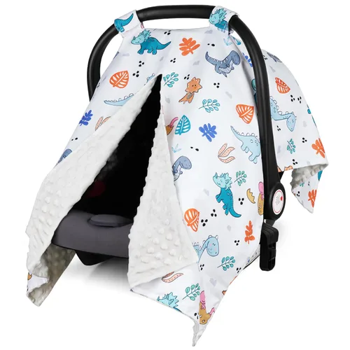 Vista 16 de Funda para Asiento de Coche Rquite para Bebé, Fundas para Asiento de Coche para Niño, Funda para Asiento de Coche de Invierno de Minky, Dosel