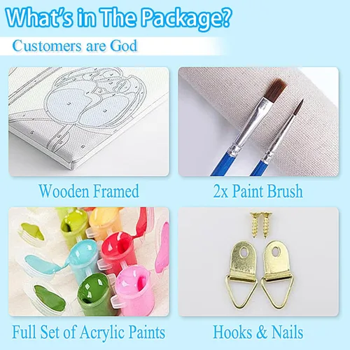 Vista 6 de UMOART Pintura enmarcada por números para niños, paquete de 4 pinturas por números para niños de 4 a 8 a 12 años, kits de pintura por números