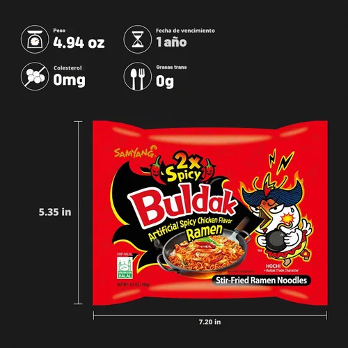 Vista 3 de Samyang - Ramen Buldak salteado, estilo coreano, sabor pollo picante, 4.94 onzas, 2 paquetes (paquete con 5 unidades)