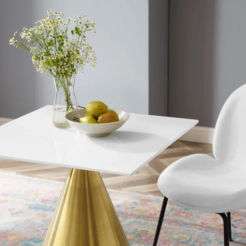 Vista 7 de Modway Tupelo - Mesa de comedor cuadrada de 28 pulgadas, color dorado y blanco