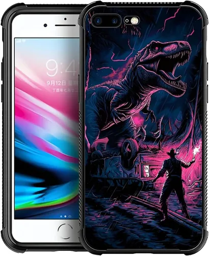 Vista 28 de Funda compatible con iPhone 8 Plus, diseño de elefantes africanos para iPhone 7 Plus, diseño de patrón a prueba de golpes, antiarañazos, carcasa
