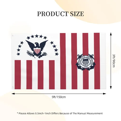 Vista 3 de Ensign of the United States Coast Guard (1915-1953) Bandera de 3 x 5 pies, poliéster duradero de doble cara, divertida pancarta decorativa