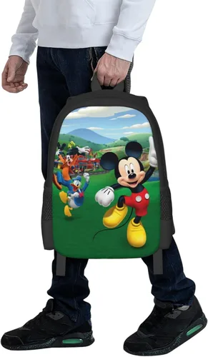 Vista 7 de Linda mochila de ratón, mochila de viaje para jóvenes, mochila de viaje impresa en 3D, casual, bolsa deportiva para exteriores Kawaii, Negro