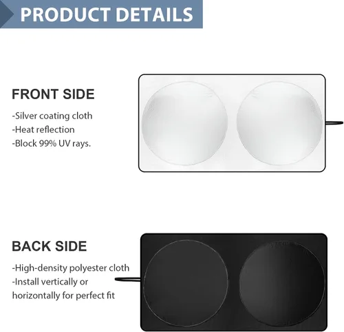 Vista 3 de Parasol para parabrisas con bolsillo de almacenamiento para SUV, protector solar duradero de poliéster 190T para ventana delantera, accesorios