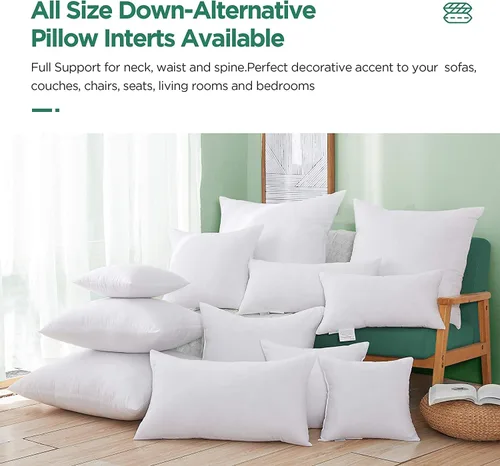 Vista 7 de Acanva - Insertos cuadrados premium para almohadas con relleno de microfibra, soporte lumbar decorativo para sofá, cama, sofá cama y sillas