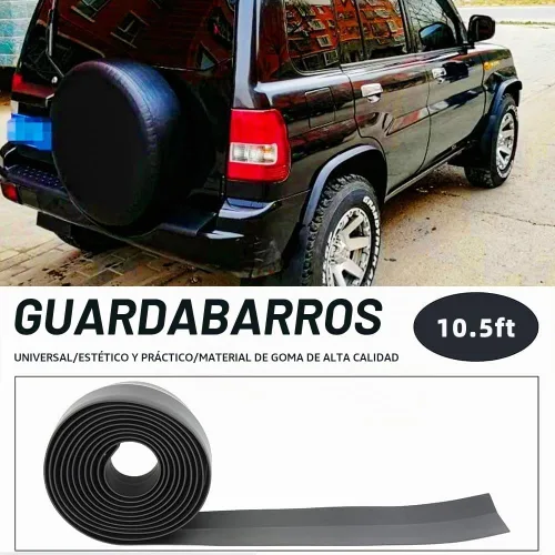 Vista 2 de Guardabarros flexibles de 2 pulgadas de goma para ruedas de vehículos - Fácil de instalar, 3.2 metros por rollo