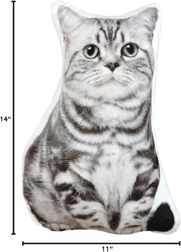 Vista 7 de JWH Funda de almohada decorativa con forma de gato 3D, almohada decorativa con forma de animal, funda de almohada con estampado de mascotas