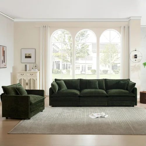Vista 22 de 76.7" Cloud Couch for Living Room, Deep Seat Loveseat Sofa, Beige Breathable Chenille, 2-Seats Couch for Apartment Small Spaces, Pocket Spring
