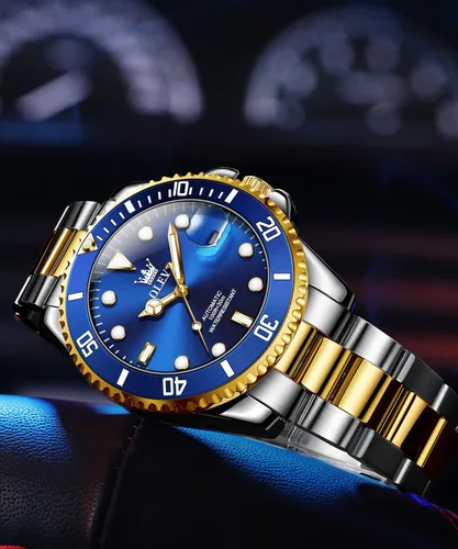 Vista 3 de Relojes mecánicos para hombres, de acero inoxidable, de cuerda automática, de gran cara, sin batería, reloj de pulsera de lujo para hombres, bisel