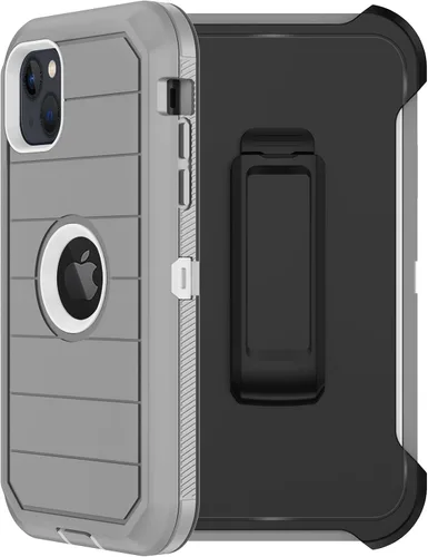 Vista 8 de Funda para iPhone 14 Plus (6.7 pulgadas) con funda de clip para cinturón, 2 protectores de pantalla, resistente grado militar, cuerpo completo, a