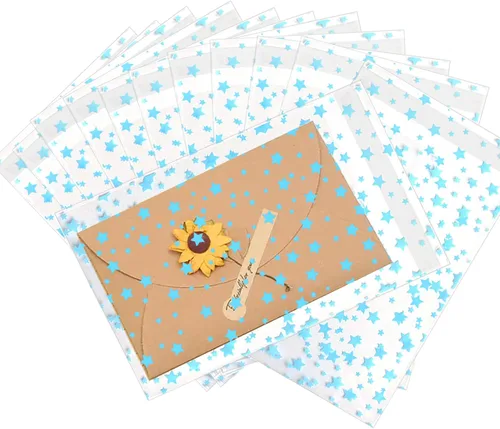 Vista 35 de 100 bolsas de regalo con estampado de estrellas de 3 x 5 pulgadas, bolsas de regalo de celofán, bolsas de regalo de celofán, bolsas de regalo