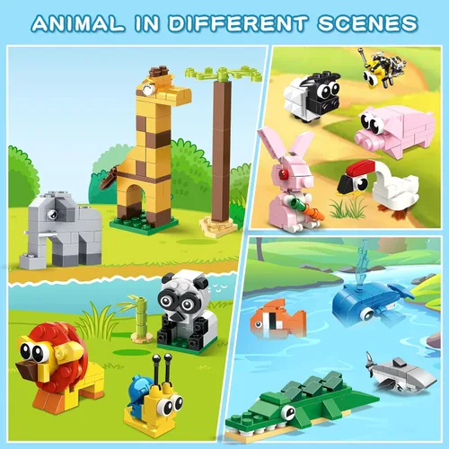 Vista 7 de HOGOKIDS Paquete de 20 recuerdos de fiesta para niños – Juego de bloques de construcción de animales para niños, Pascua, día de San Valentín