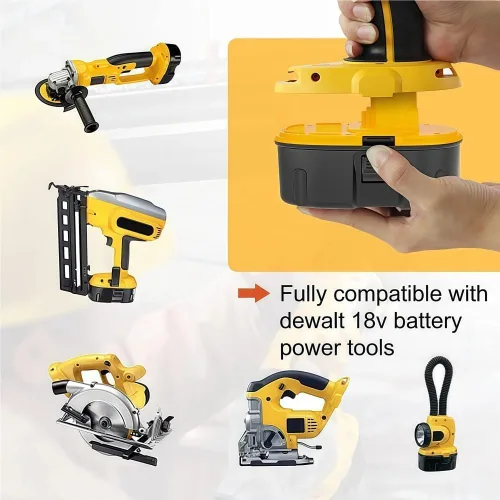 Vista 5 de LINGYUE Batería de repuesto Ni-MH de 18 V compatible con Dewalt DC9096 DC9098 DW9095 DW9096 Amoladora angular inalámbrica/llave/herramienta