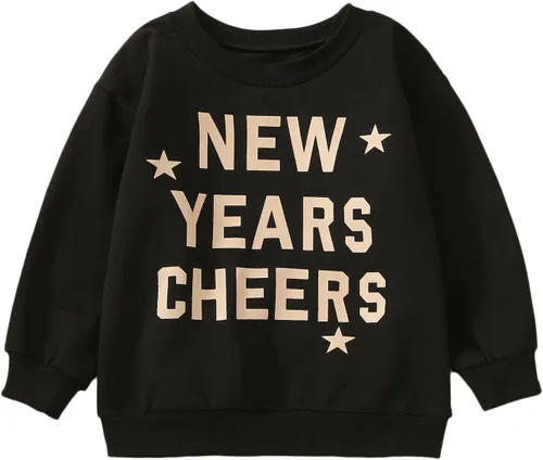 Vista 19 de fhutpw Sudadera de manga larga con estampado de letras para bebés, niños y niñas, ropa de otoño Tías Bestie- Negro