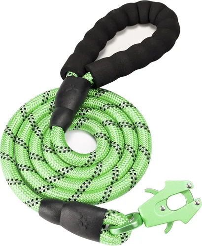 Vista 9 de GEIT Correa para perro de 2/4/5/6 pies, correas de cuerda resistentes, correa de nailon reflectante para mascotas con clip táctico de rana