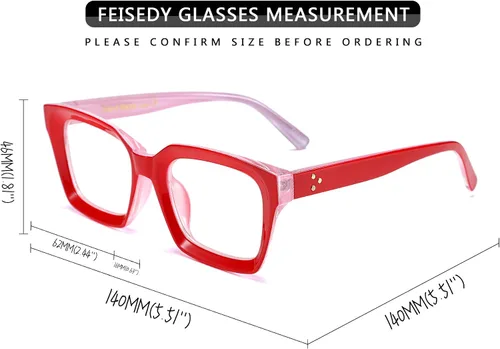 Vista 6 de FEISEDY B2461 - Gafas cuadradas clásicas sin receta para mujer
