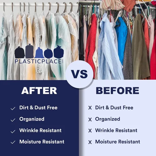 Vista 6 de Plasticplace Bolsas transparentes para ropa, bolsa de plástico para trajes, 1.0 mil 21 "x 4" X 40 " (50 unidades)
