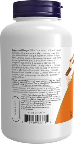 Vista 3 de NOW Foods - Candida Support - 180 cápsulas vegetarianas (paquete de 1)