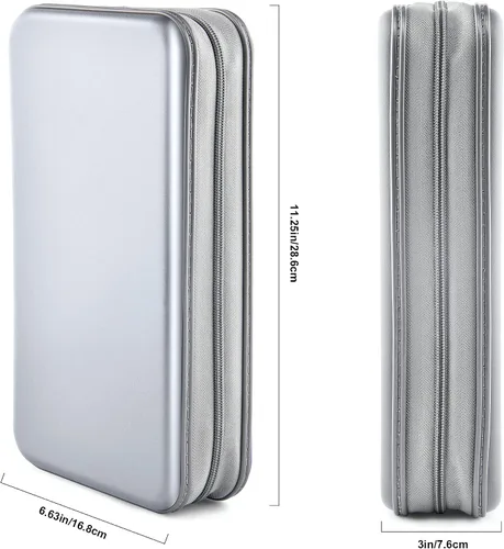 Vista 6 de Estuche para CD, cartera con capacidad para 80 discos DVD VCD, estuche para Blu-ray, organizador de almacenamiento (Plata)