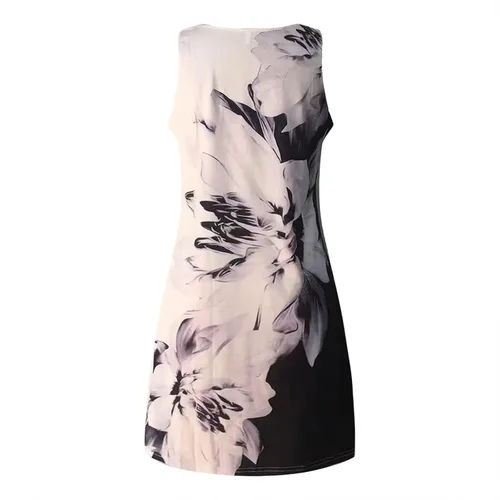 Vista 5 de Sinifer Vestido de verano sin mangas para mujer, con corte frontal, vestido floral