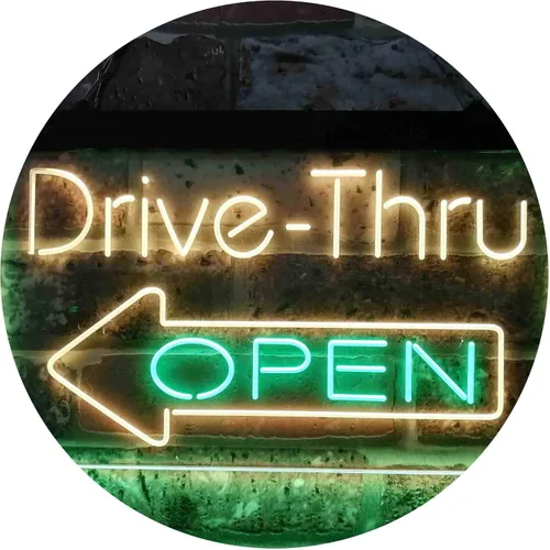 Vista 11 de ADVPRO Drive Thru Open Flecha Izquierda Señal de neón LED de doble color, azul y rojo, 24 x 16 pulgadas st6s64-i3827-br