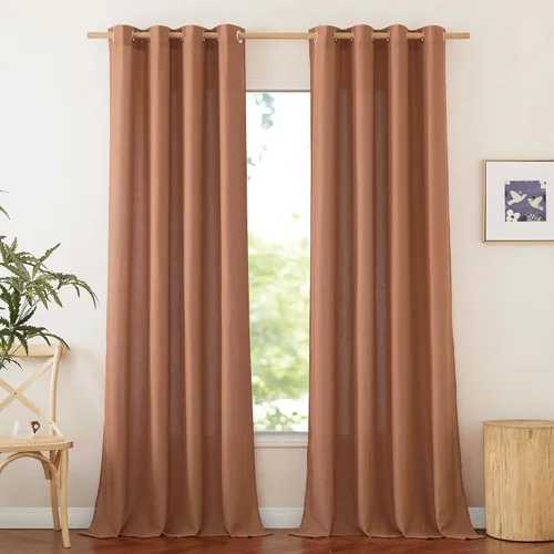 Vista 59 de NICETOWN - Cortinas de lino angora para ventana de cocina sobre el fregadero, con ojales, lino grueso angora, tratamientos cortos para ventanas