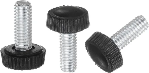 Vista 20 de uxcell 20 pomos moleteados de rosca métrica macho M4 x 0.236 in, pomos de sujeción de tornillo de pulgar, mango de plástico con perno roscado