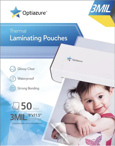 Vista 2 de Optiazure Bolsas de laminado térmico de 9 x 11.5 pulgadas, paquete de 50 hojas de 3 mil, transparentes, tamaño carta, suministros de oficina