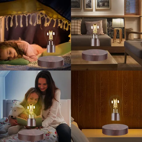Vista 6 de UVEHAS Bombilla de levitación magnética, lámpara LED de levitación magnética con control táctil, bombilla giratoria flotante, luces nocturnas