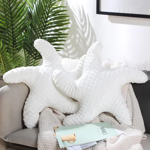 Vista 5 de Fumete Almohada de estrella de mar en forma de estrella de mar de playa de 20 pulgadas, lindo animal de peluche, decoración costera, almohada