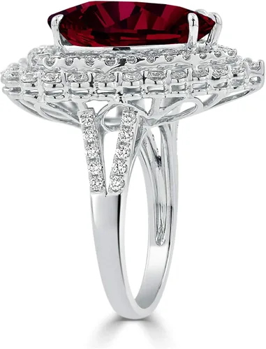 Vista 3 de Diamond Wish Anillo de compromiso de oro blanco de 18 quilates, rubí de 9 58 quilates y diamante TDW de 1 58 quilates, tamaño 4.5-9