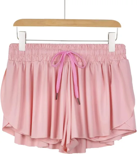 Vista 2 de Blaosn Pantalones cortos atléticos fluidos para mujer, gimnasio, yoga, entrenamiento, correr, pantalones cortos de tenis, falda falda linda, ropa